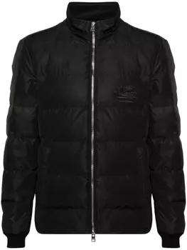 ETRO пуховик с вышивкой Pegaso, черный