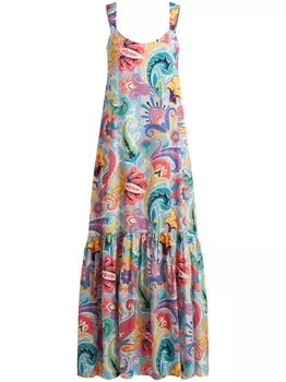 ETRO ярусное платье макси, синий