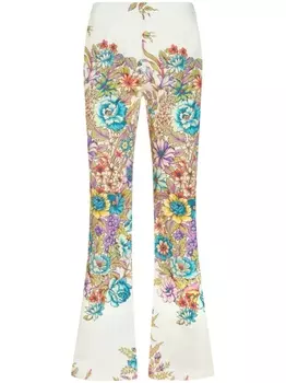 ETRO расклешенные брюки с цветочным принтом, белый