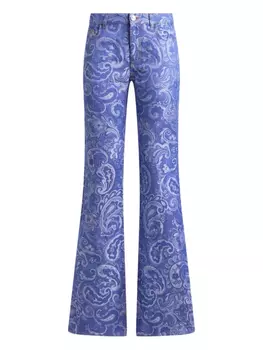 ETRO расклешенные джинсы с узором пейсли, синий
