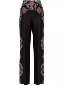 ETRO расклешенные шелковые брюки с узором пейсли, синий
