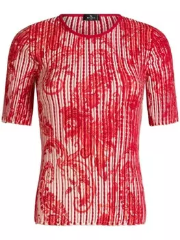 ETRO ребристый топ с принтом пейсли, красный