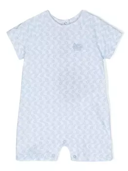 Etro ромпер с логотипом Pegaso и узором пейсли, синий