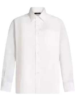 ETRO рубашка из хлопка и шелка с цветочным узором, белый