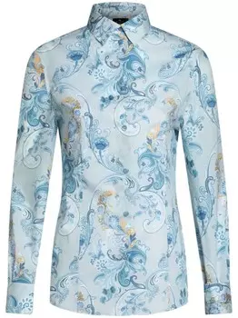 ETRO рубашка из хлопкового поплина с принтом пейсли, синий