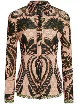 ETRO рубашка из тюля с абстрактным принтом, розовый