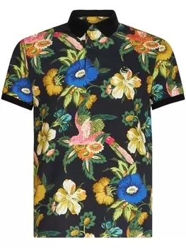 ETRO рубашка поло с цветочным принтом, черный