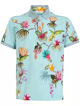 ETRO рубашка поло с цветочным принтом, синий