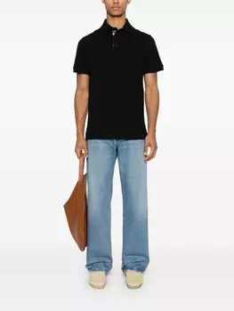 ETRO рубашка поло с декором Pegaso, черный