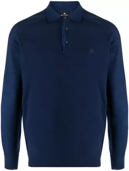 ETRO рубашка поло с длинными рукавами и вышитым логотипом, синий