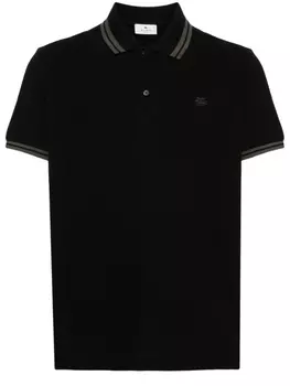 ETRO рубашка поло с вышивкой Pegaso, черный