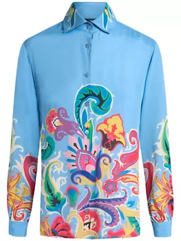 ETRO рубашка с цветочным принтом, синий