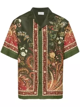 ETRO рубашка с цветочным принтом, зеленый