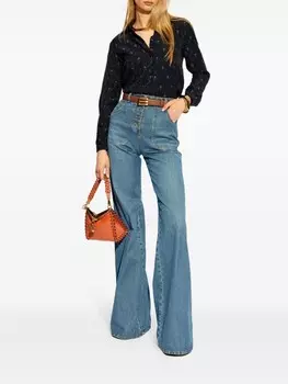 ETRO рубашка с цветочным узором в виде ромба, синий