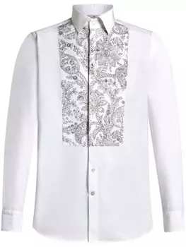 ETRO рубашка с длинными рукавами и цветочной вышивкой, белый