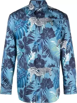 ETRO рубашка с длинными рукавами и принтом, синий