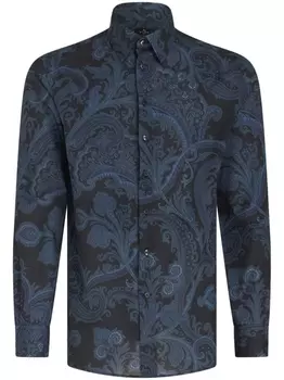 ETRO рубашка с длинными рукавами и принтом пейсли, синий