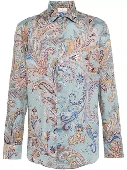 ETRO рубашка с узором пейсли, синий