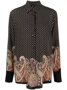 ETRO рубашка в горох с узором пейсли, черный