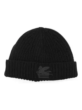 ETRO шапка бини с вышивкой Pegaso, черный