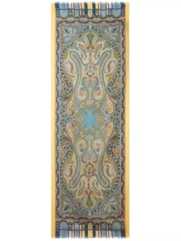 ETRO шарф из смеси шерсти и шелка с абстрактным принтом, синий