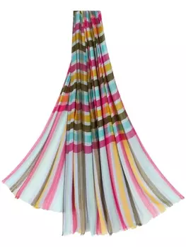 ETRO шарф с бахромой и геометричным принтом, синий