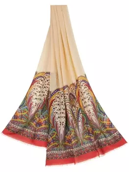 ETRO шарф с бахромой и графичным принтом, красный