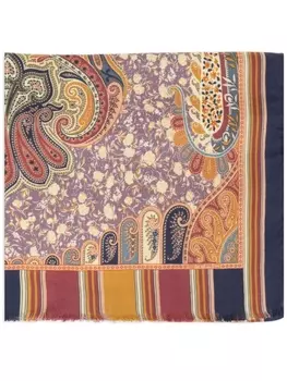 ETRO шарф с бахромой и графичным принтом, желтый