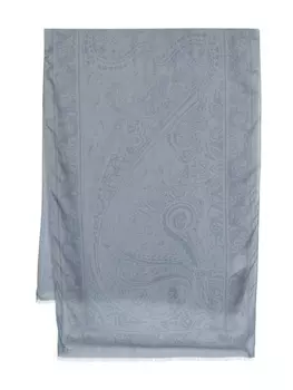 ETRO шарф с бахромой и принтом пейсли, синий