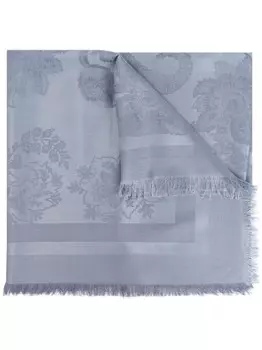 ETRO шарф с цветочно-жаккардовым узором и необработанными краями, синий