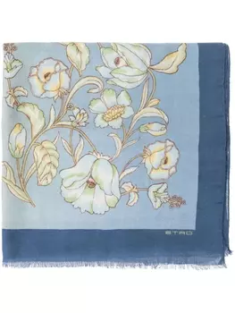 ETRO шарф с цветочным принтом, синий