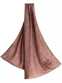 ETRO шарф с принтом пейсли и логотипом, розовый