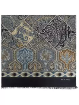 ETRO шарф с узором пейсли, синий