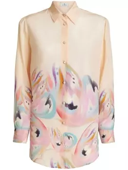 ETRO шелковая рубашка с принтом, нейтральный цвет