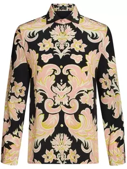 ETRO шелковая рубашка с принтом пейсли, черный