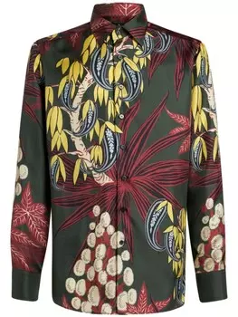 ETRO шелковая рубашка с принтом, зеленый