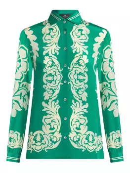ETRO шелковая рубашка, зеленый