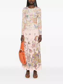 ETRO шелковая юбка макси, розовый