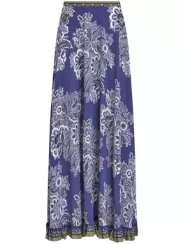 ETRO шелковая юбка макси с принтом, фиолетовый