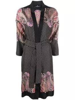 ETRO шелковое пальто с узором в горох, черный
