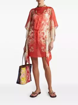ETRO шелковое платье-кафтан с принтом пейсли, красный
