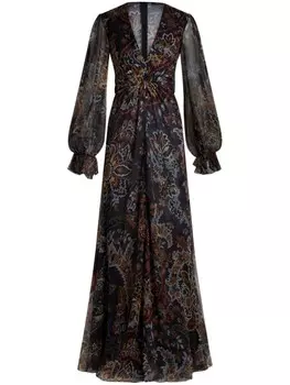 ETRO шелковое платье с принтом пейсли, черный
