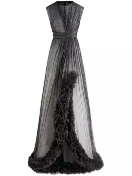 ETRO шелковое платье со сборками и принтом, черный