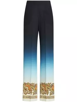 ETRO шелковые брюки с эффектом градиента, синий