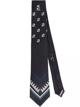 ETRO шелковый галстук с логотипом, черный