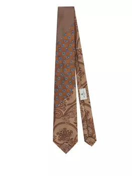 ETRO шелковый галстук в технике пэчворк, коричневый