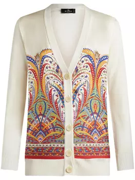 ETRO шелковый кардиган с графичным принтом, белый