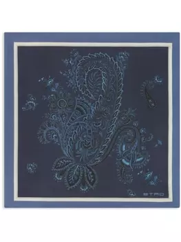 ETRO шелковый платок с принтом пейсли, синий