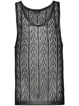 ETRO шелковый топ рыхлой вязки, черный