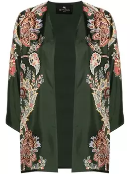 ETRO шелковый жакет с принтом пейсли, зеленый